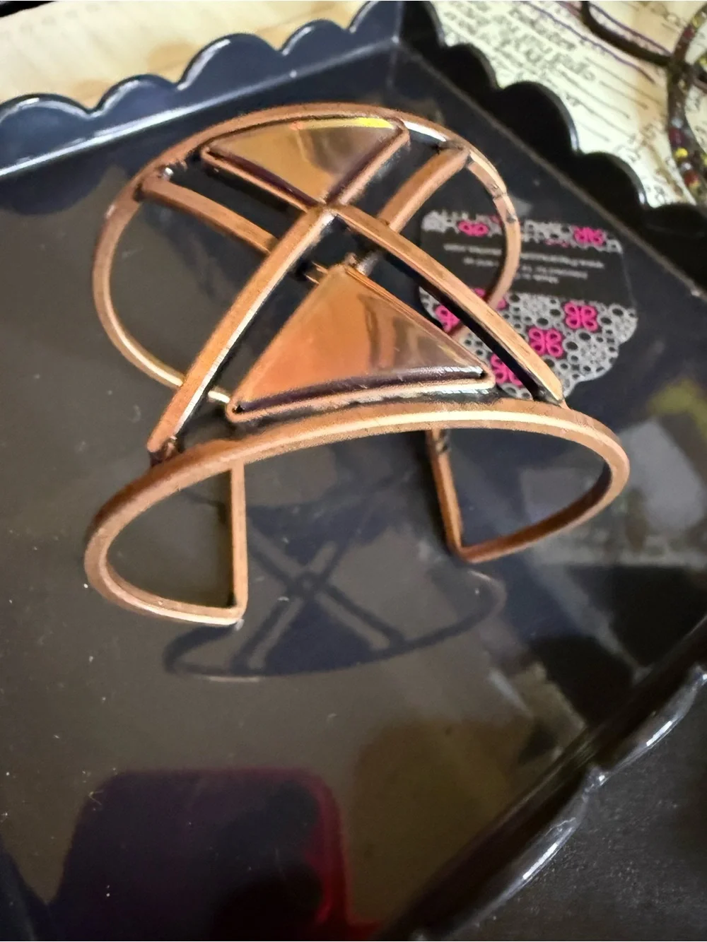 Geometric Triangle Cuff Bracelet in Rose Gold